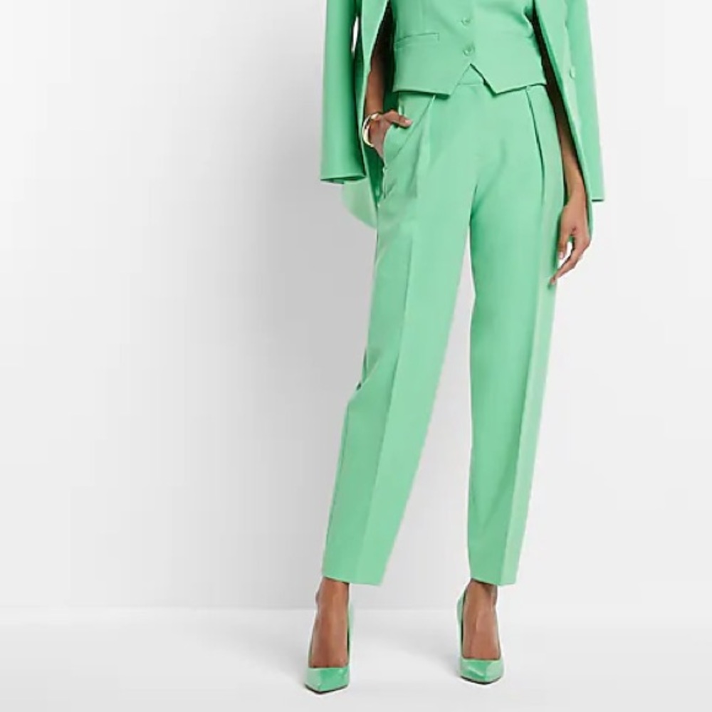 Express Stylist Super High Rise Green Pants